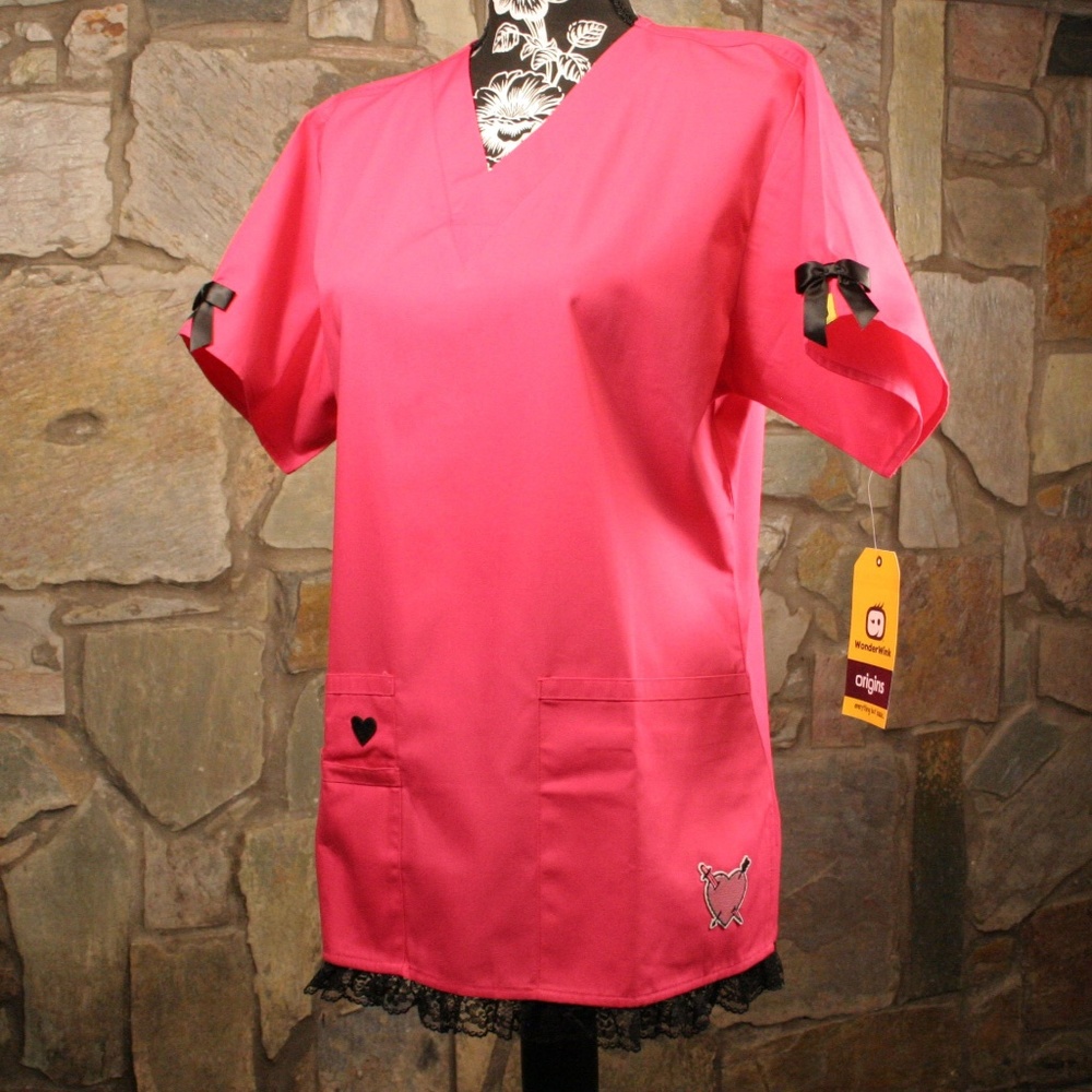 Professional Princess Hot Pink Hearts Scrub Top